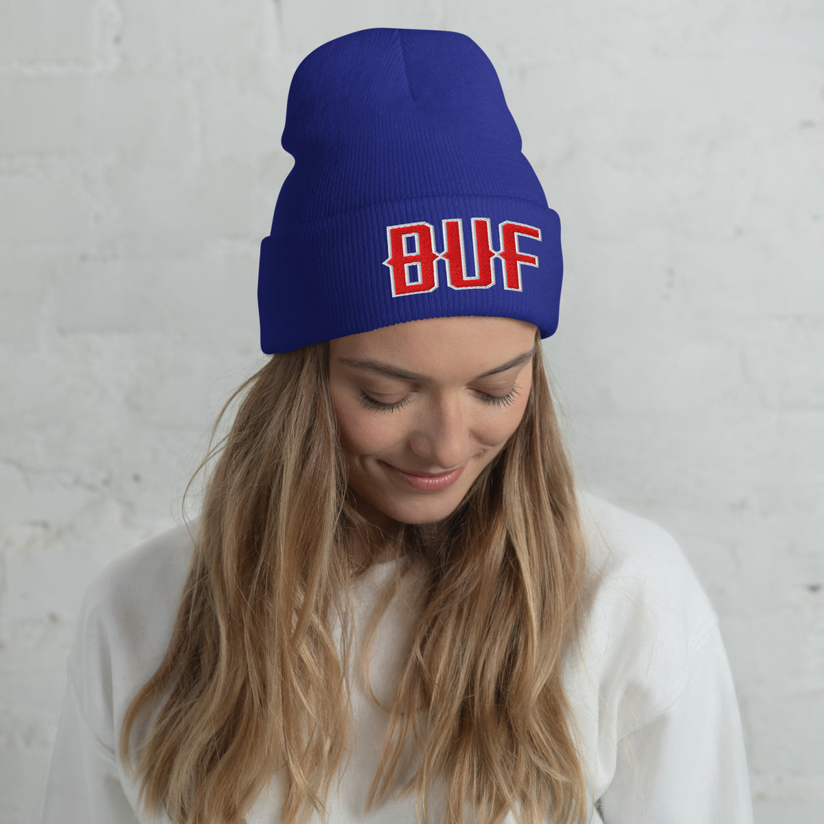 Vintage BUF Beanie Retro Buffalo Football Winter Hat