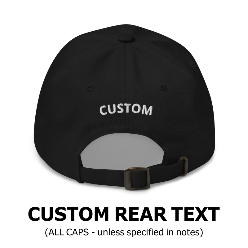Custom Dad Hat Rear Embroidery Text Example