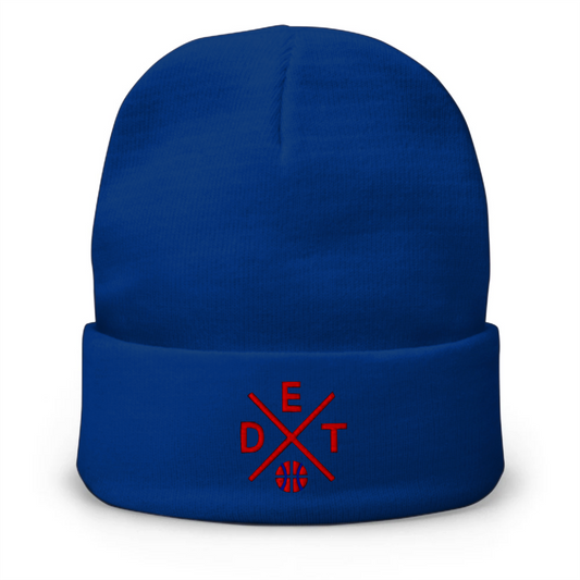 Detroit Basketball Retro DET Cross Winter Beanie Cap Hat