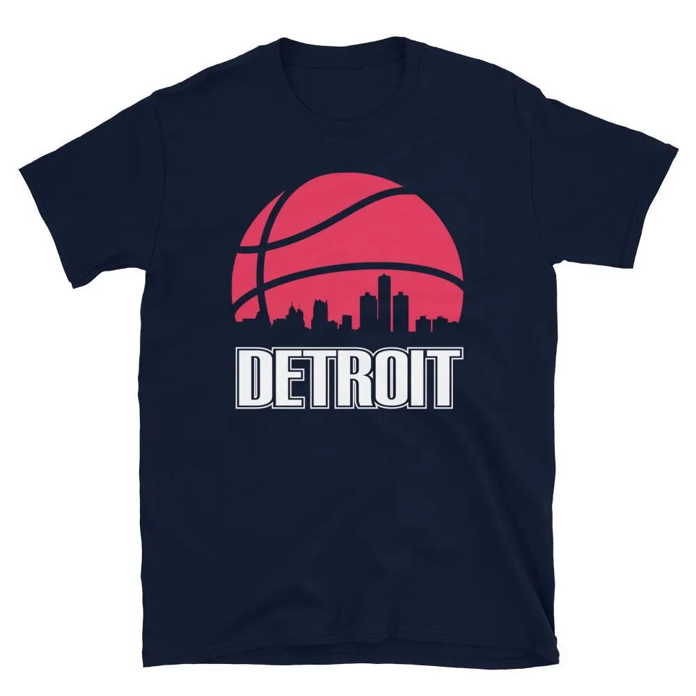 Retro Detroit Basketball Skyline T-Shirt