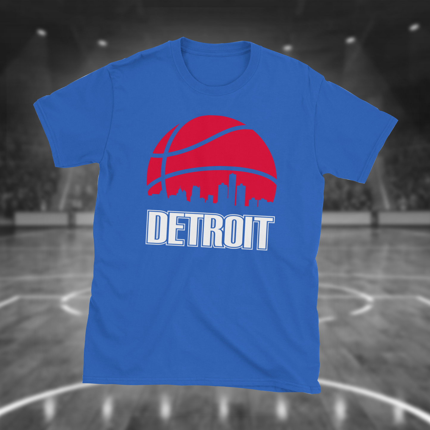 Retro Detroit Basketball Skyline T-Shirt