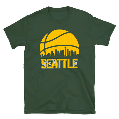 Retro Seattle Basketball Skyline T-Shirt