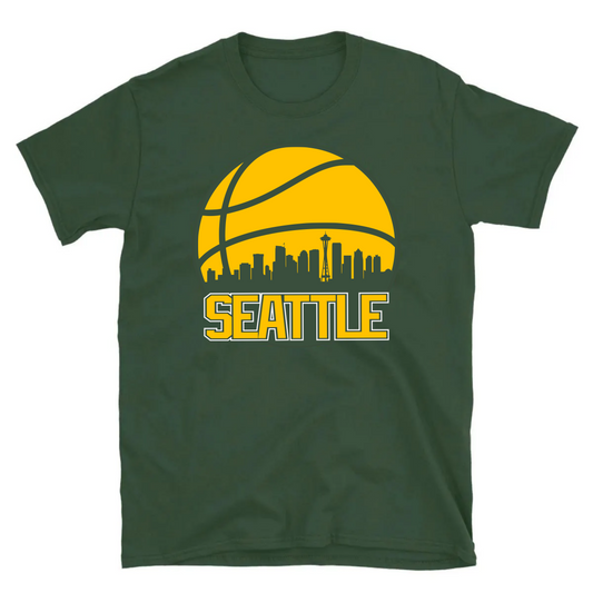 Retro Seattle Basketball Skyline T-Shirt