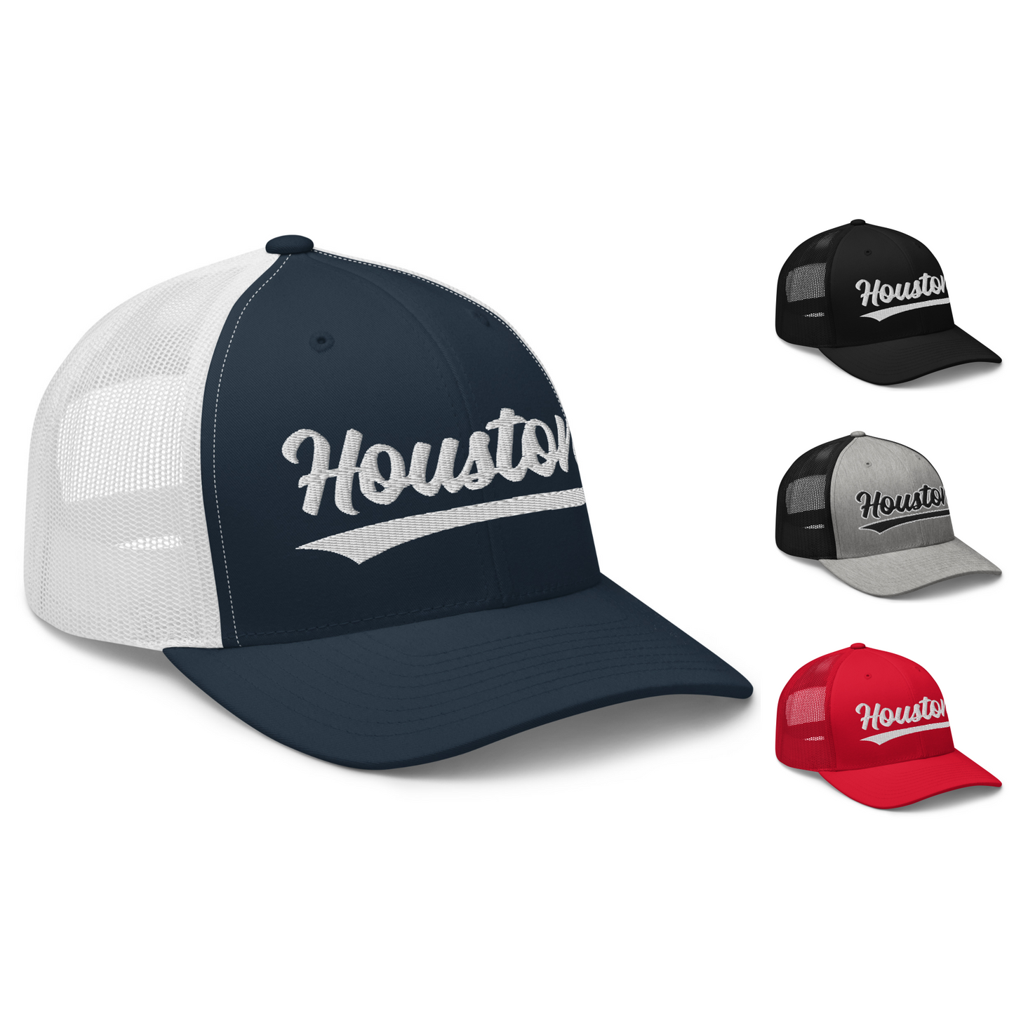 Vintage Houston Baseball Script Retro Houston Trucker Cap Hat