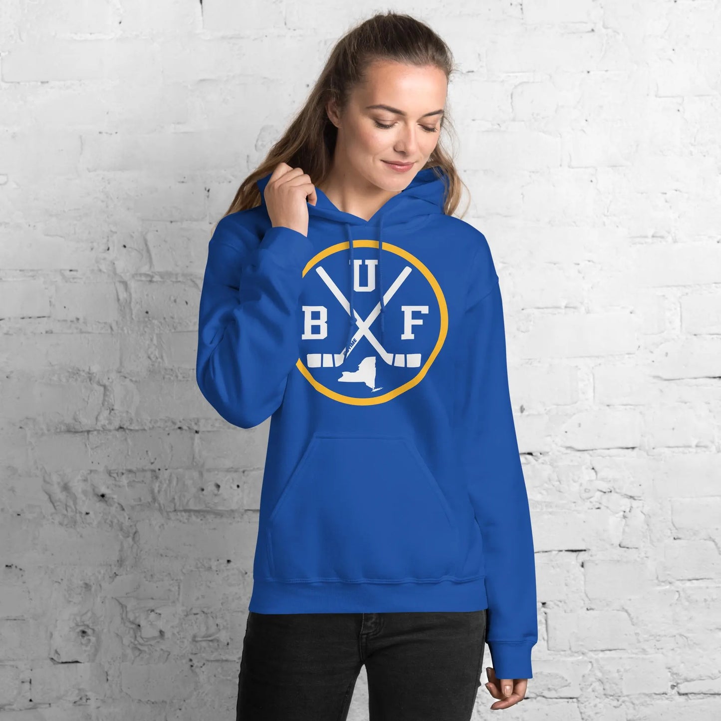 Retro Buffalo Hockey Emblem Vintage BUF Sweatshirt Pullover Hoodie