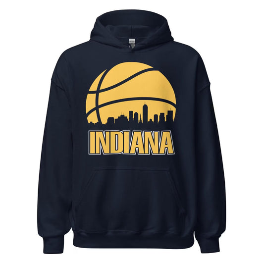 Retro Indiana Basketball Skyline Pullover Hoodie Sweatshirt
