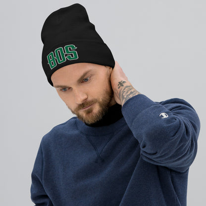 Vintage BOS Beanie Retro Boston Basketball Winter Hat