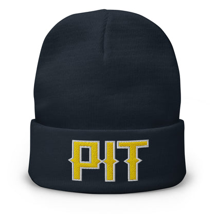 Vintage PIT Beanie Retro Pittsburgh Football Winter Hat