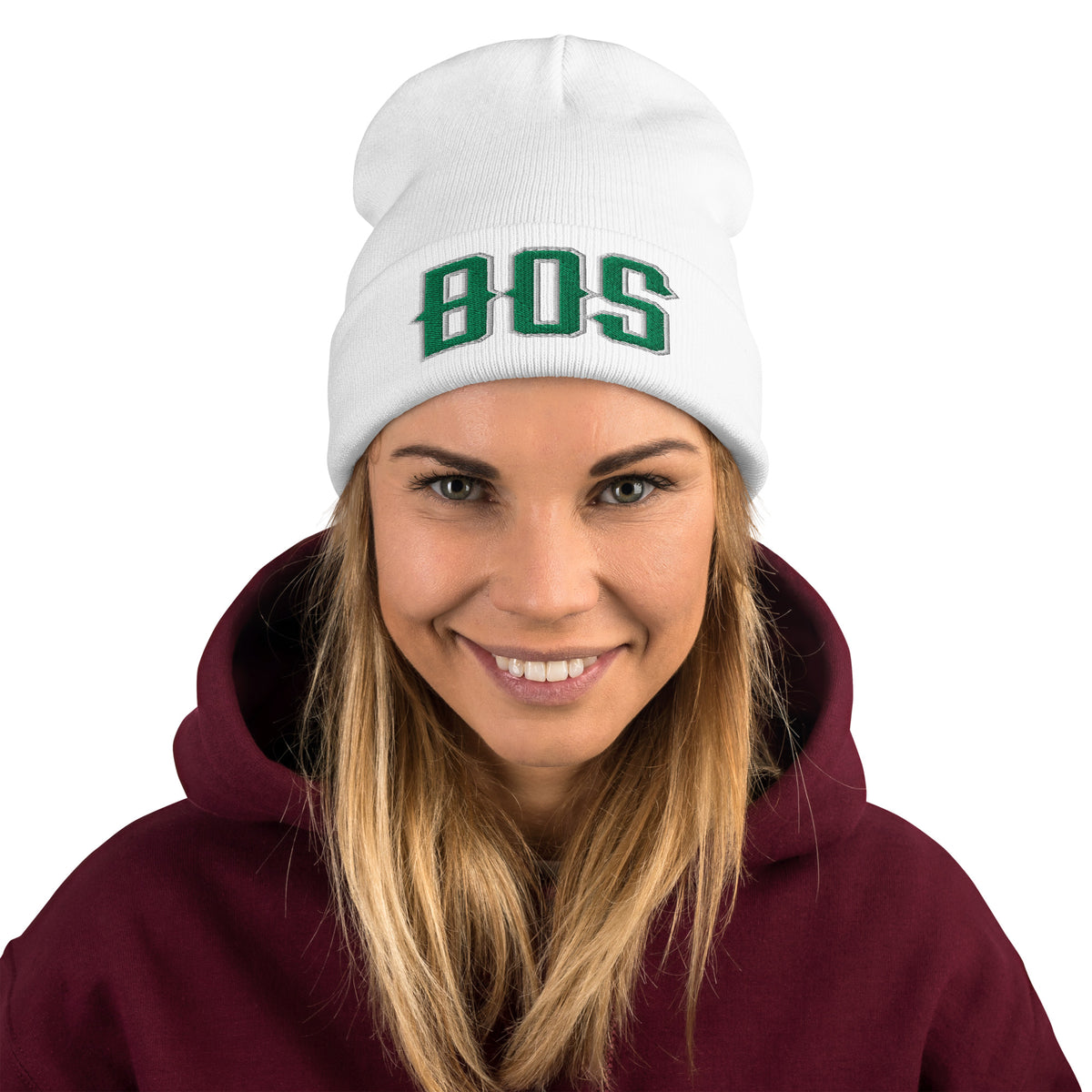 Vintage BOS Beanie Retro Boston Basketball Winter Hat