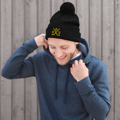 Boston Hockey Sticks Retro BOS Winter Beanie Hat w/ Pom-Pom