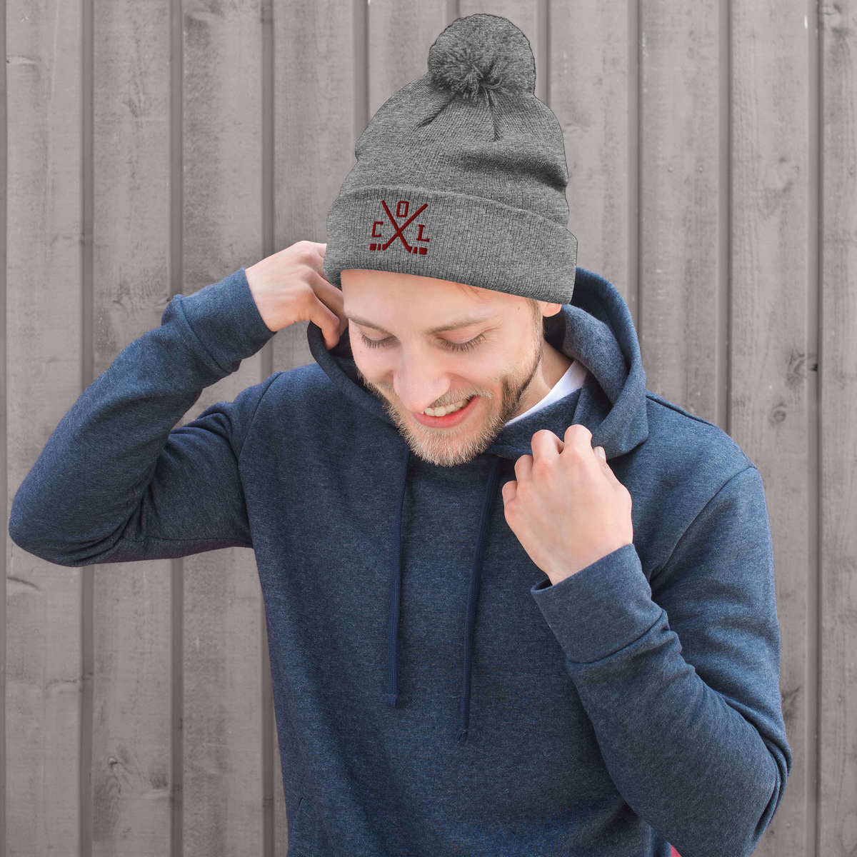 Colorado Hockey Sticks Retro COL Winter Beanie Hat w/ Pom-Pom