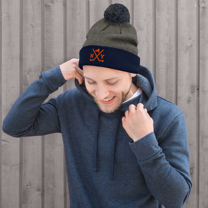New York Hockey Sticks Retro NY Winter Beanie Hat w/ Pom-Pom