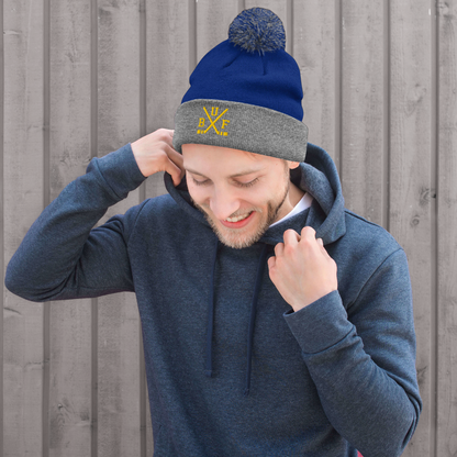 Buffalo Hockey Sticks Retro BUF Winter Beanie Hat w/ Pom-Pom