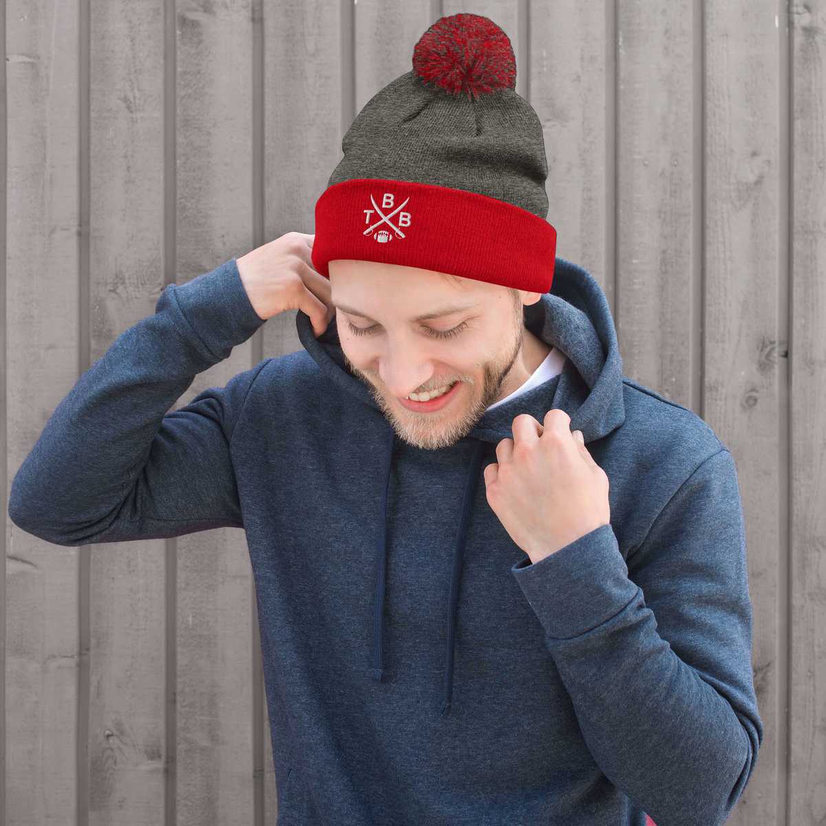 Tampa Bay Football Retro TBB Cross Winter Beanie Hat w/ Pom-Pom