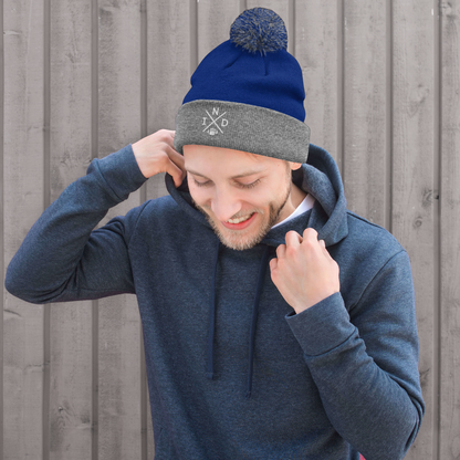 Indianapolis Football Retro IND Cross Winter Beanie Hat w/ Pom-Pom