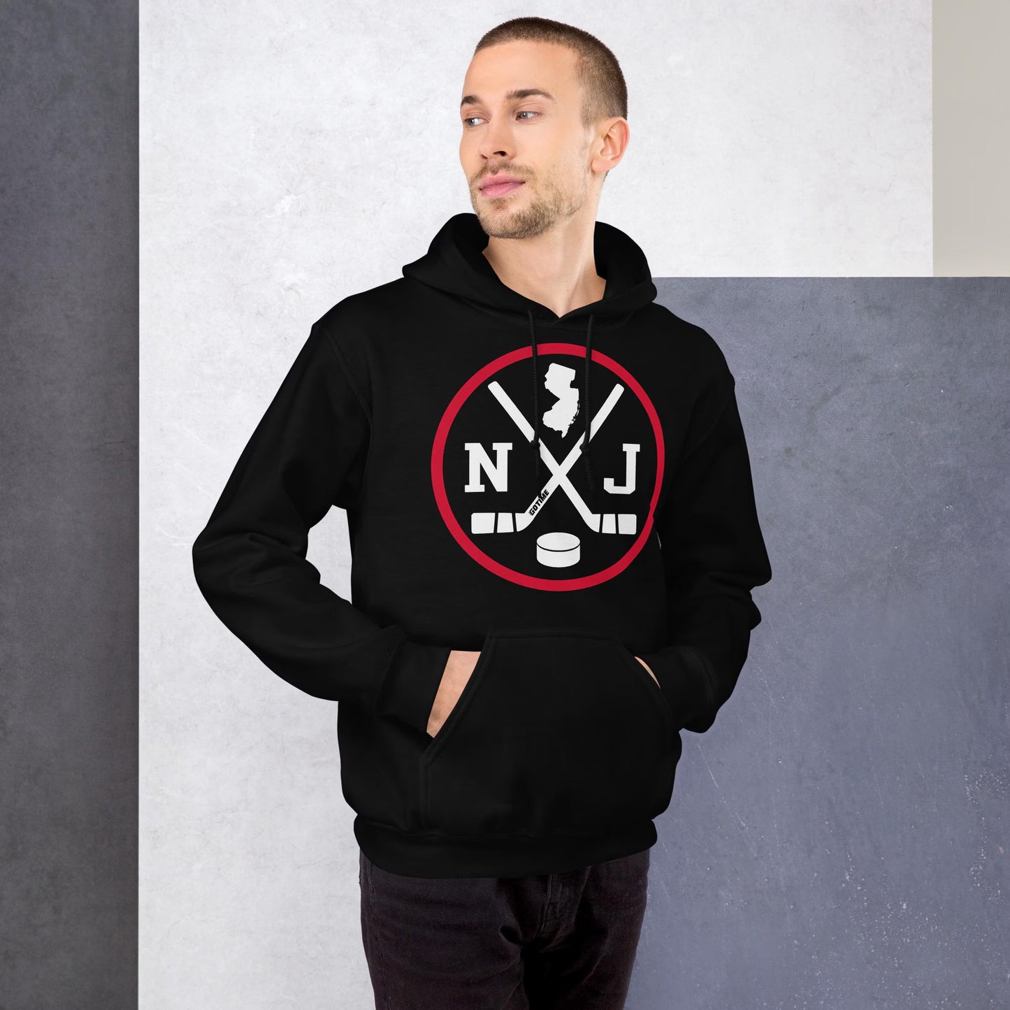 Retro New Jersey Hockey Emblem Vintage NJ Sweatshirt Pullover Hoodie