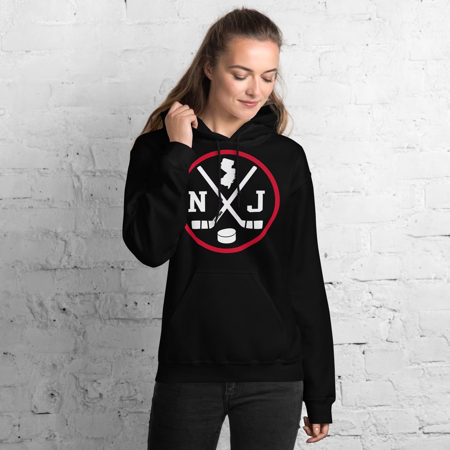 Retro New Jersey Hockey Emblem Vintage NJ Sweatshirt Pullover Hoodie