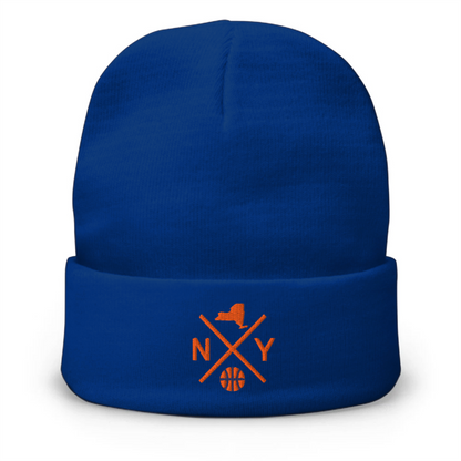 New York Basketball Retro NY Cross Winter Beanie Cap Hat