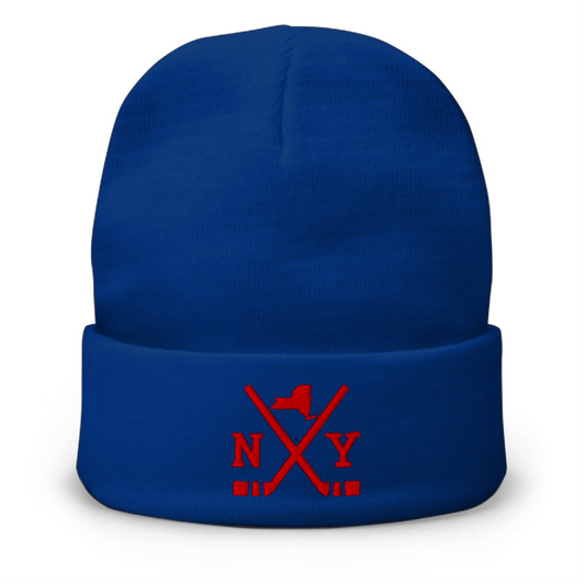 NY Hockey Sticks Retro New York Winter Beanie Cap Hat