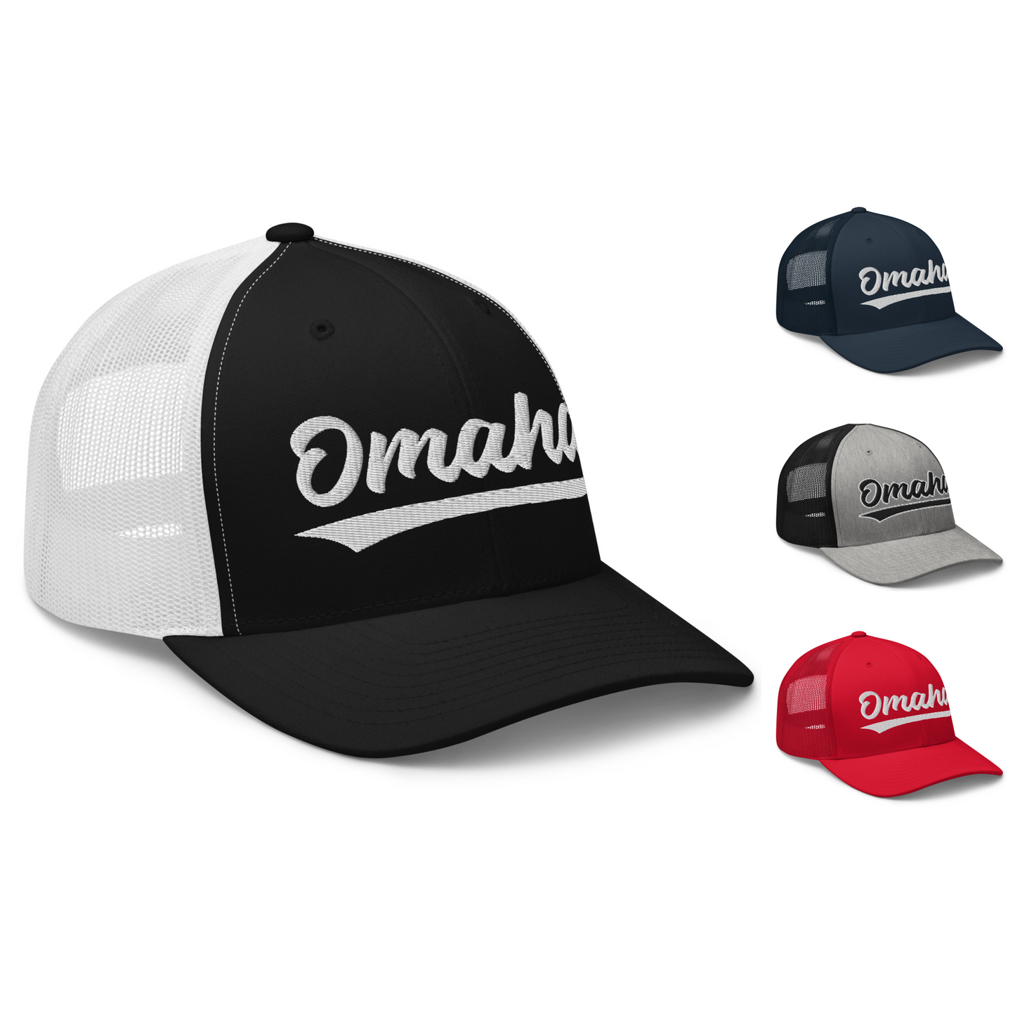 Vintage Omaha Sports Script Retro Omaha Trucker Cap Hat