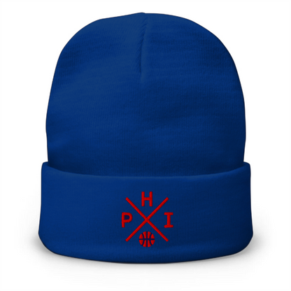 Philadelphia Basketball Retro PHI Cross Winter Beanie Cap Hat