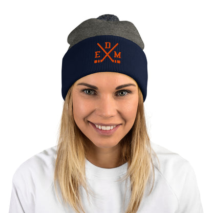 Edmonton Hockey Sticks Retro EDM Winter Beanie Hat w/ Pom-Pom