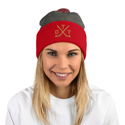 Ottawa Hockey Sticks Retro OTT Winter Beanie Hat w/ Pom-Pom