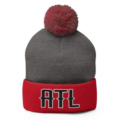Vintage ATL Beanie Retro Atlanta Football Hat w/ Pom-Pom