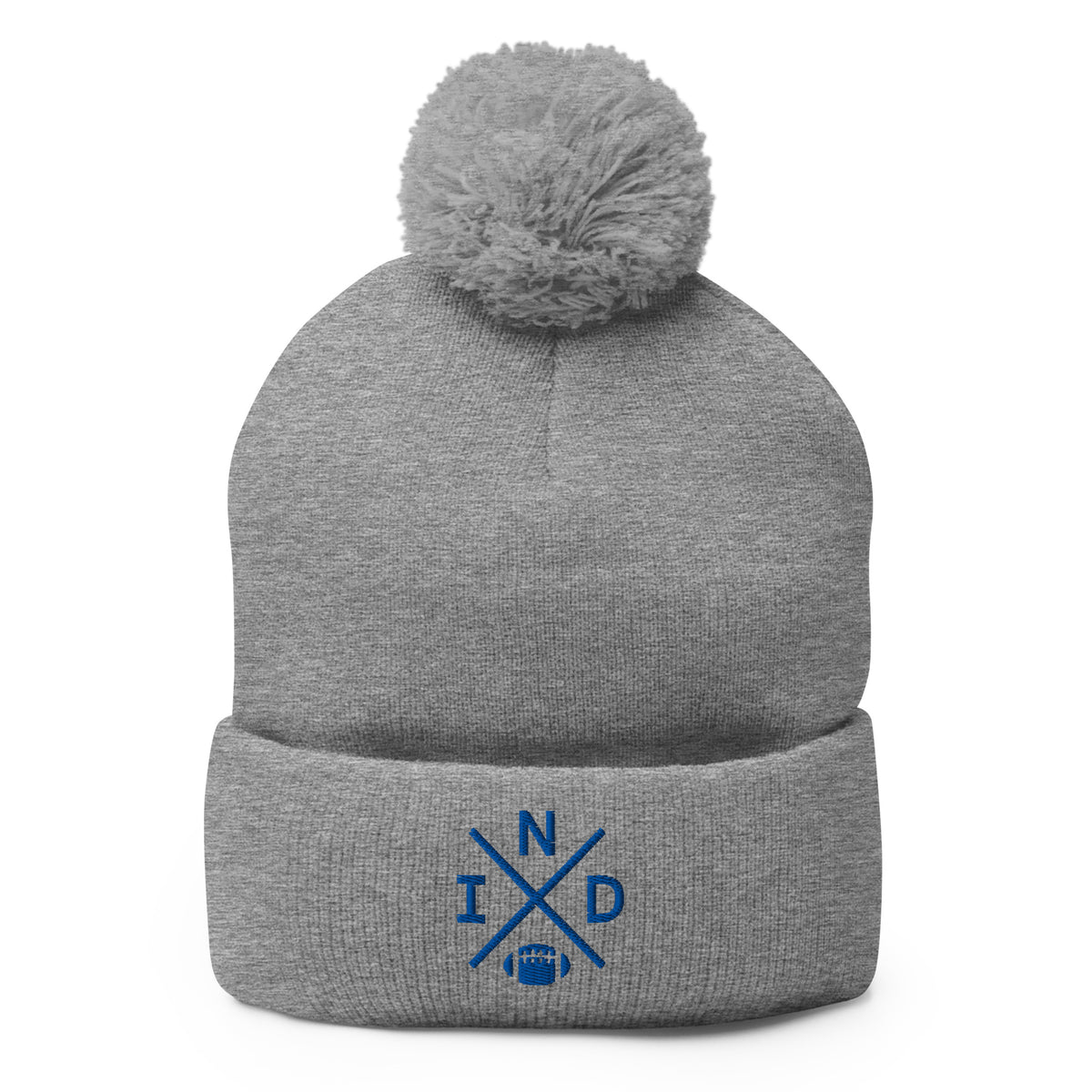 Indianapolis Football Retro IND Cross Winter Beanie Hat w/ Pom-Pom
