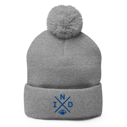Indianapolis Football Retro IND Cross Winter Beanie Hat w/ Pom-Pom