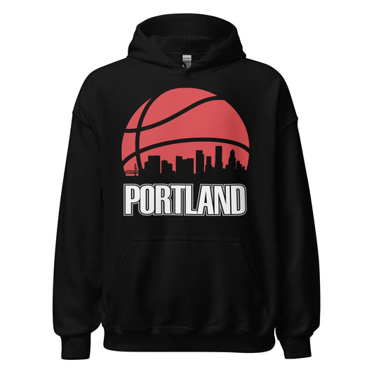 Retro Portland Basketball Skyline Pullover Hoodie Sweatshirt