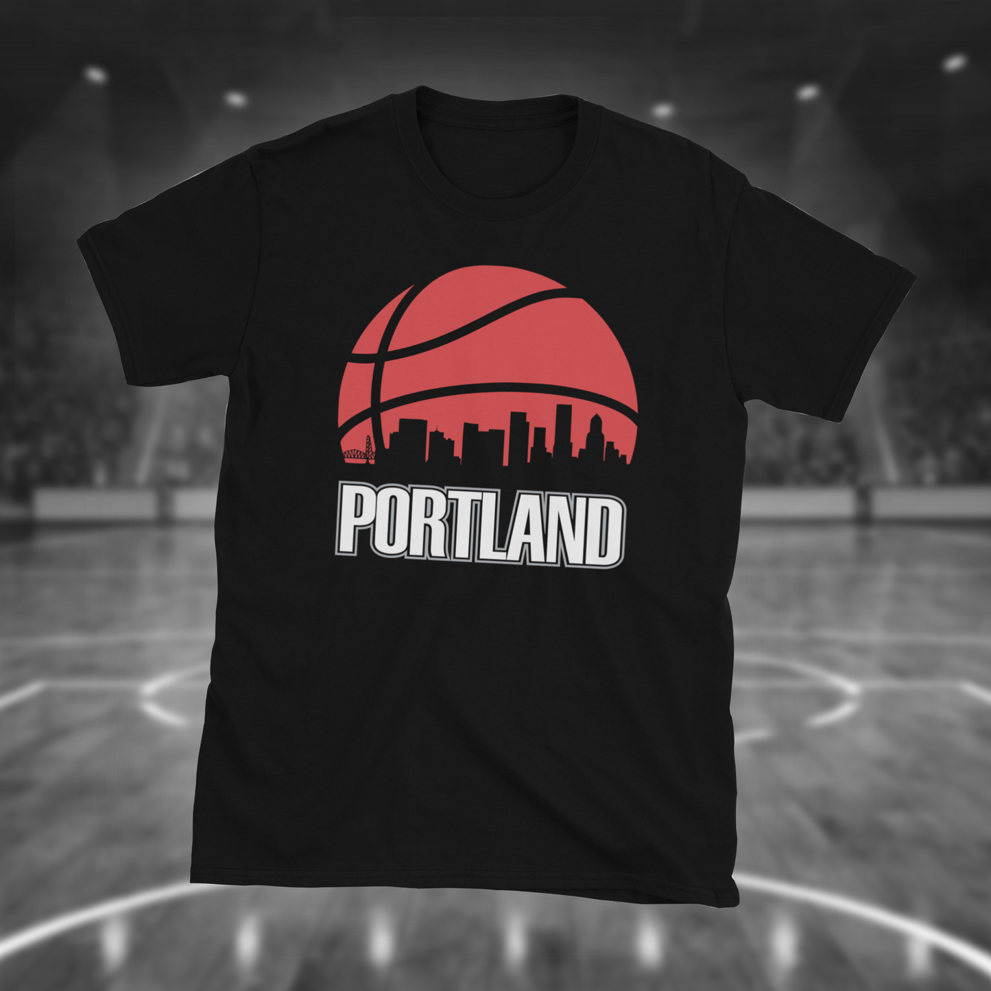 Retro Portland Basketball Skyline T-Shirt