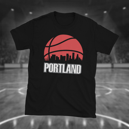 Retro Portland Basketball Skyline T-Shirt