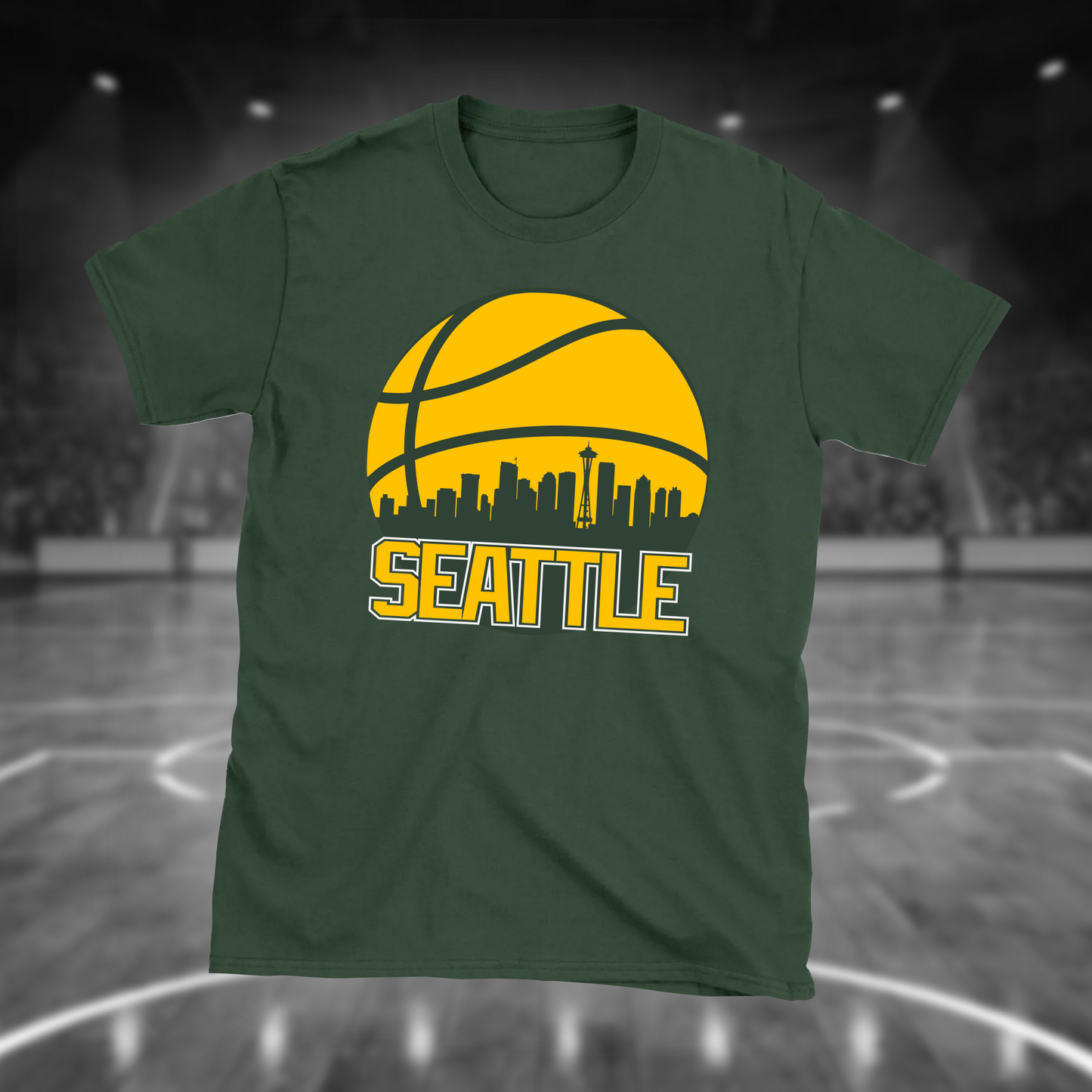 Retro Seattle Basketball Skyline T-Shirt