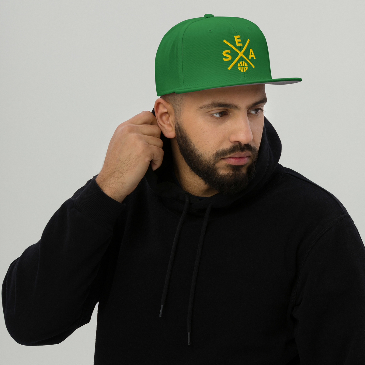 Seattle Basketball Snapback Cap Retro SEA Basketball Cross Hat