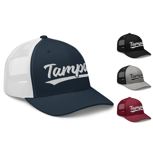 Vintage Tampa Baseball Script Retro Tampa Trucker Cap Hat