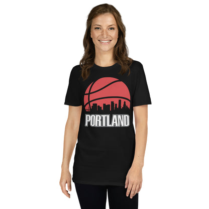 Retro Portland Basketball Skyline T-Shirt