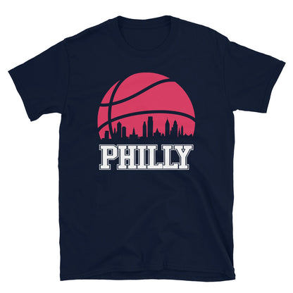 Retro Philadelphia Basketball Philly Skyline T-Shirt